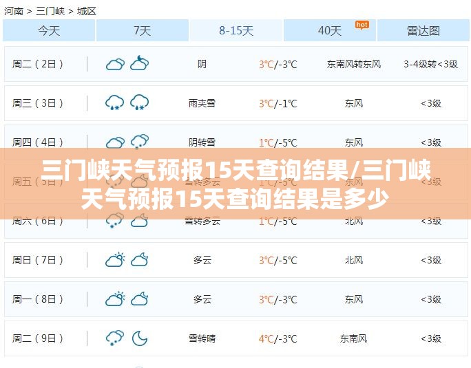三门峡天气预报15天查询结果/三门峡天气预报15天查询结果是多少