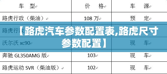【路虎汽车参数配置表,路虎尺寸参数配置】