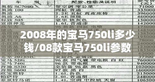 2008年的宝马750li多少钱/08款宝马750li参数 2008年的宝马750li多少钱/08款宝马750li参数