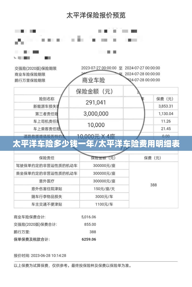 太平洋车险多少钱一年/太平洋车险费用明细表