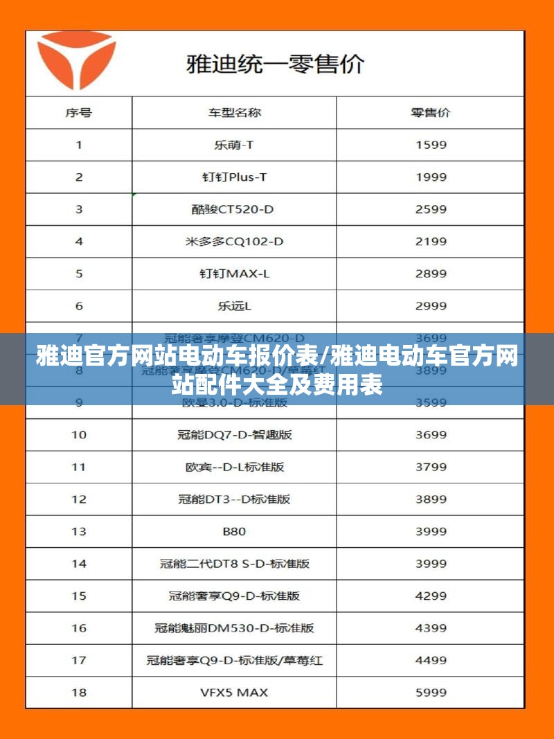 雅迪官方网站电动车报价表/雅迪电动车官方网站配件大全及费用表 雅迪官方网站电动车报价表/雅迪电动车官方网站配件大全及费用表