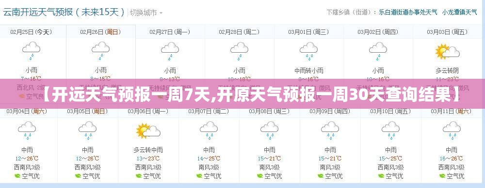 【开远天气预报一周7天,开原天气预报一周30天查询结果】