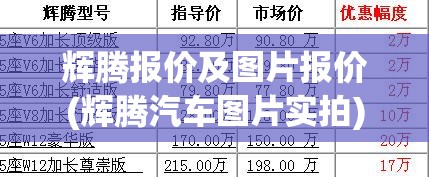 辉腾报价及图片报价(辉腾汽车图片实拍)