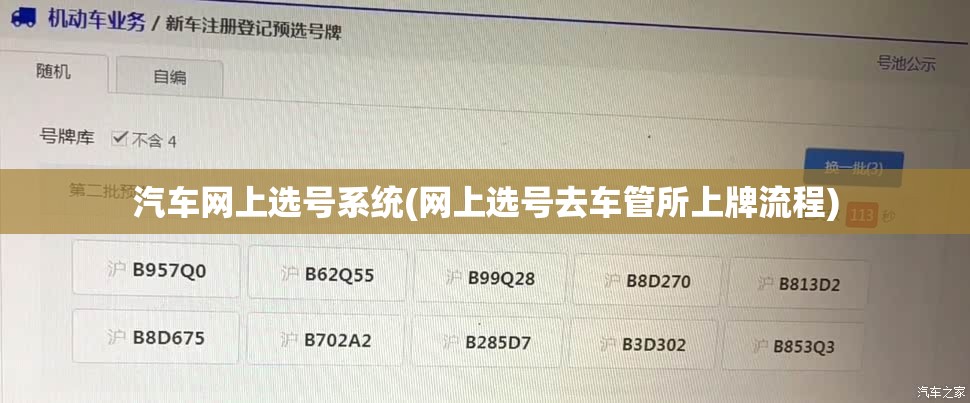 汽车网上选号系统(网上选号去车管所上牌流程)