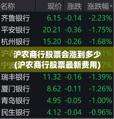 沪农商行股票会涨到多少(沪农商行股票最新费用) 沪农商行股票会涨到多少(沪农商行股票最新费用)