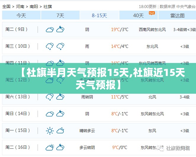 【社旗半月天气预报15天,社旗近15天天气预报】