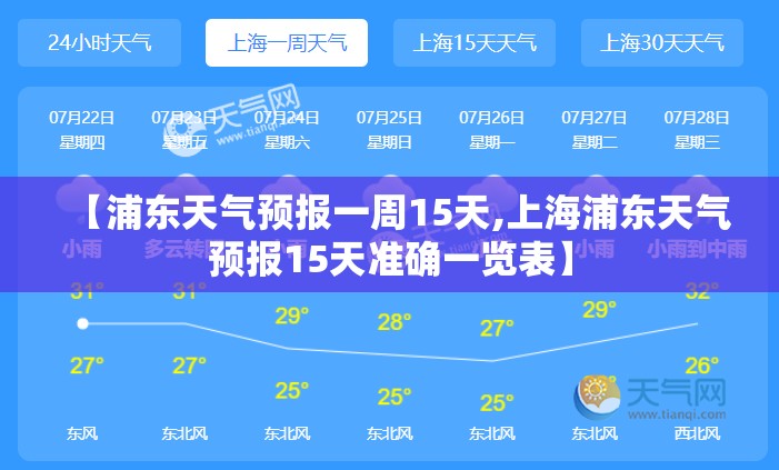 【浦东天气预报一周15天,上海浦东天气预报15天准确一览表】