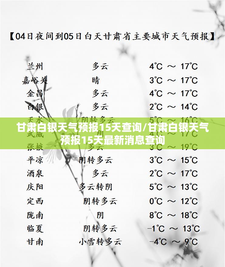 甘肃白银天气预报15天查询/甘肃白银天气预报15天最新消息查询