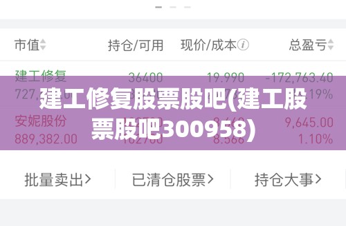 建工修复股票股吧(建工股票股吧300958)