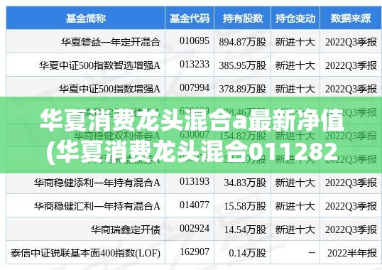 华夏消费龙头混合a最新净值(华夏消费龙头混合011282)