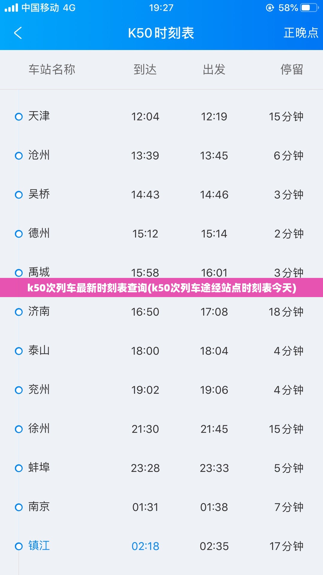 k50次列车最新时刻表查询(k50次列车途经站点时刻表今天)