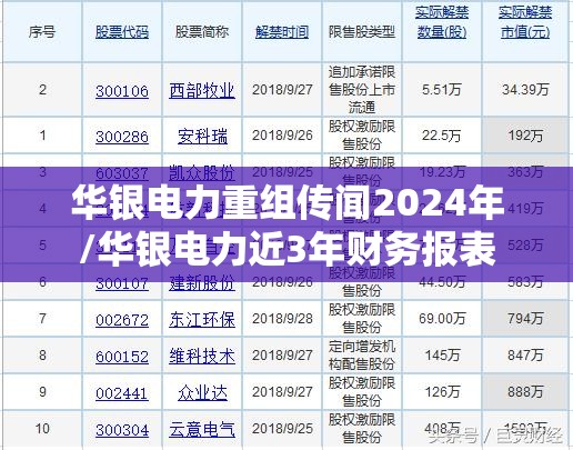 华银电力重组传闻2024年/华银电力近3年财务报表