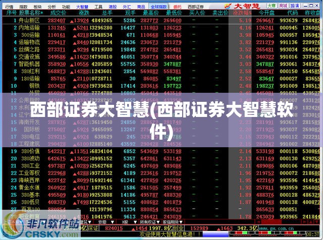 西部证券大智慧(西部证券大智慧软件)