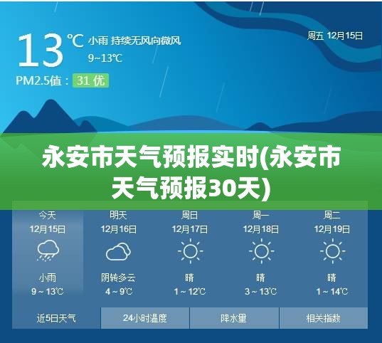 永安市天气预报实时(永安市天气预报30天)