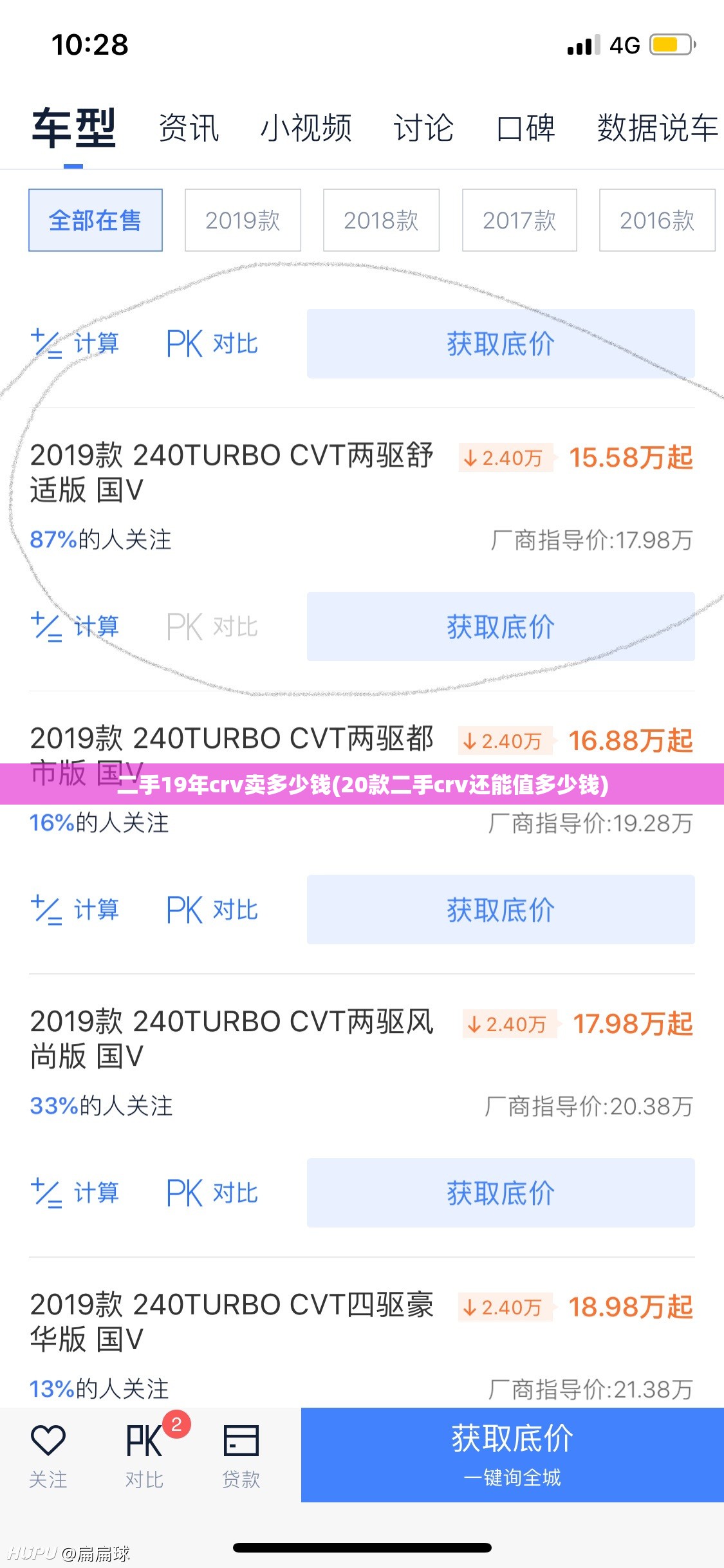 二手19年crv卖多少钱(20款二手crv还能值多少钱)