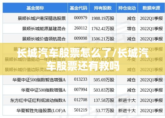 长城汽车股票怎么了/长城汽车股票还有救吗