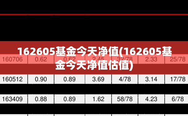 162605基金今天净值(162605基金今天净值估值)