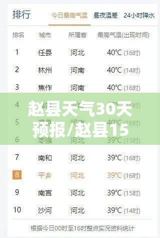 赵县天气30天预报/赵县15天天气概况