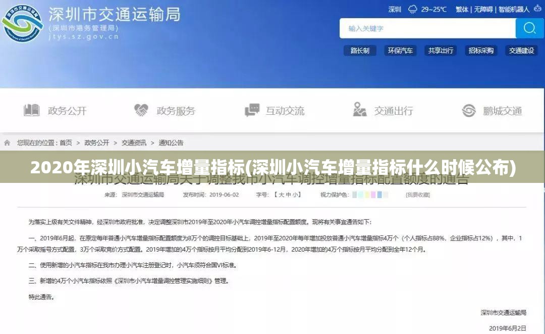 2020年深圳小汽车增量指标(深圳小汽车增量指标什么时候公布)