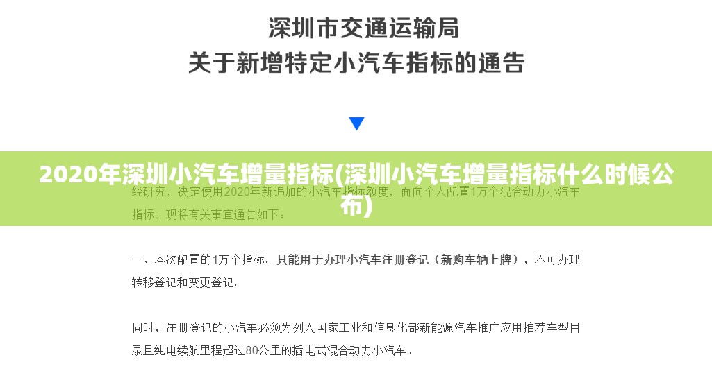 2020年深圳小汽车增量指标(深圳小汽车增量指标什么时候公布)