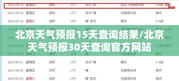 北京天气预报15天查询结果/北京天气预报30天查询官方网站