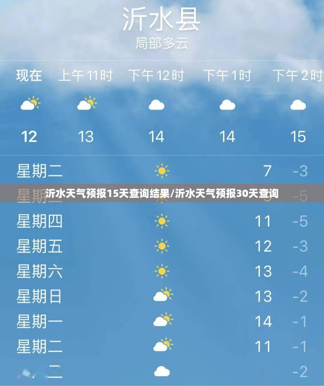 沂水天气预报15天查询结果/沂水天气预报30天查询