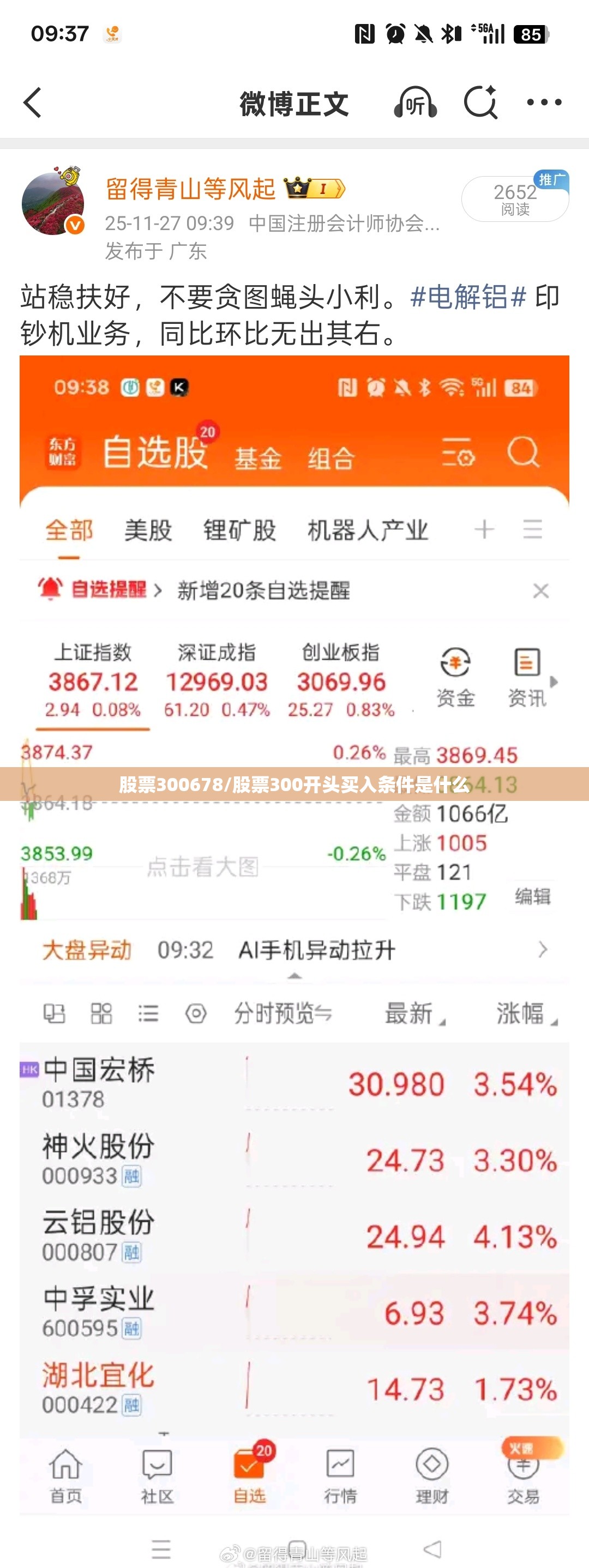 股票300678/股票300开头买入条件是什么