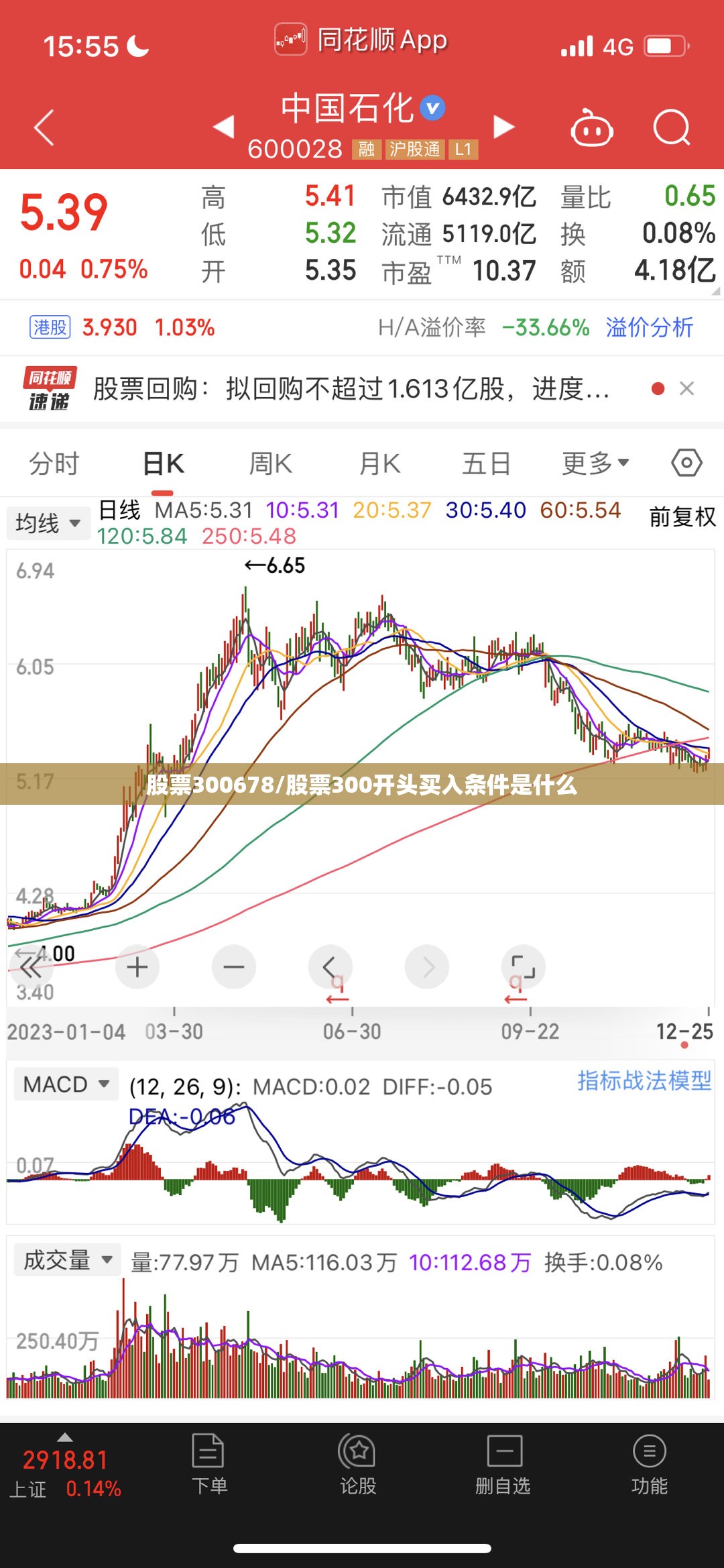 股票300678/股票300开头买入条件是什么