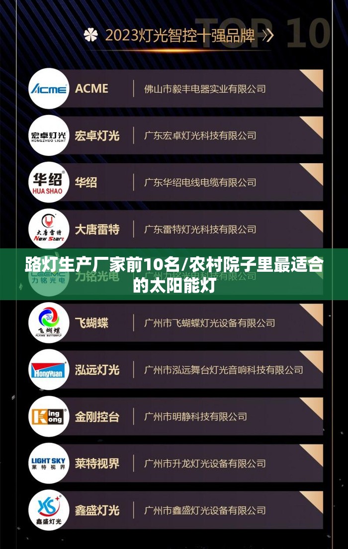 路灯生产厂家前10名/农村院子里最适合的太阳能灯