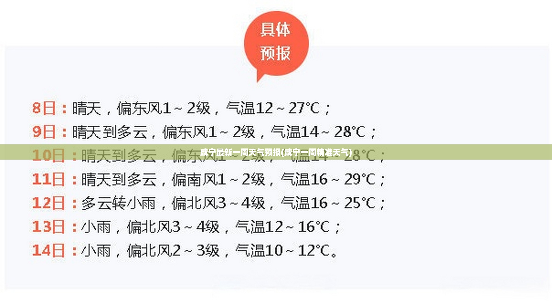 咸宁最新一周天气预报(咸宁一周精准天气)
