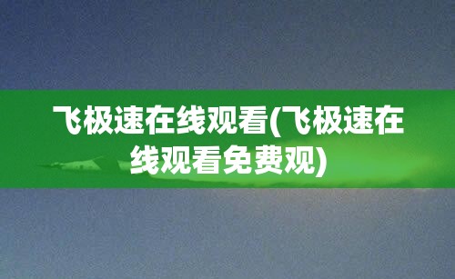 飞极速在线观看(飞极速在线观看免费观)