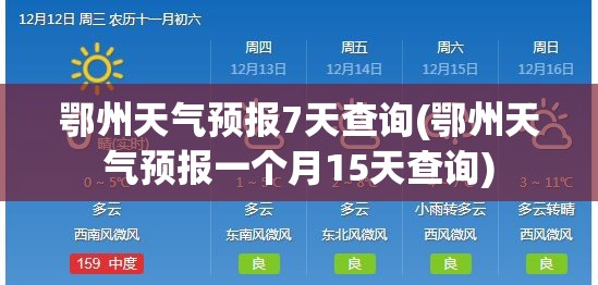 鄂州天气预报7天查询(鄂州天气预报一个月15天查询) 鄂州天气预报7天查询(鄂州天气预报一个月15天查询)