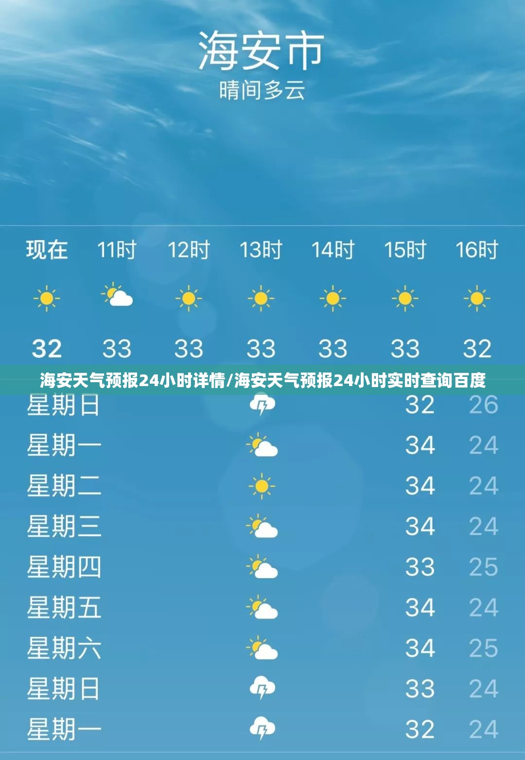 海安天气预报24小时详情/海安天气预报24小时实时查询百度