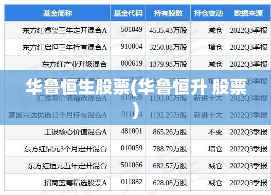 华鲁恒生股票(华鲁恒升 股票)