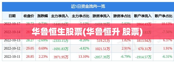 华鲁恒生股票(华鲁恒升 股票)