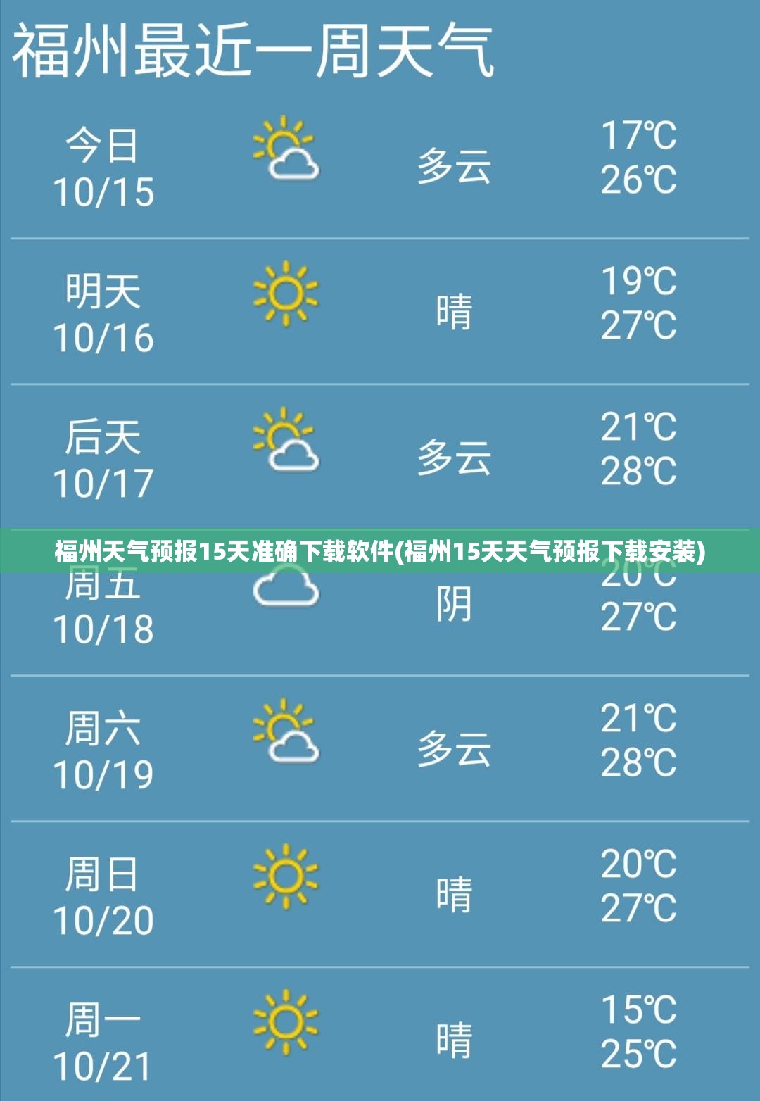 福州天气预报15天准确下载软件(福州15天天气预报下载安装)