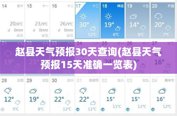 赵县天气预报30天查询(赵县天气预报15天准确一览表)