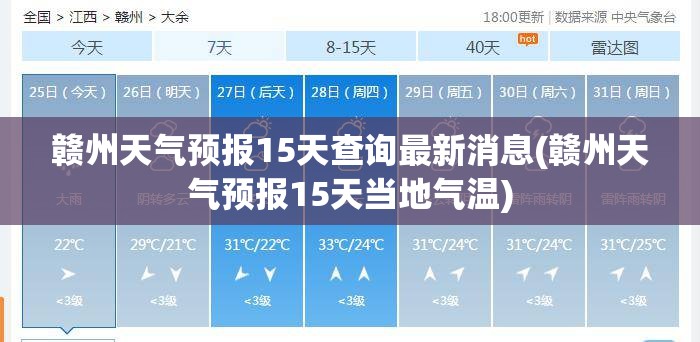 赣州天气预报15天查询最新消息(赣州天气预报15天当地气温)