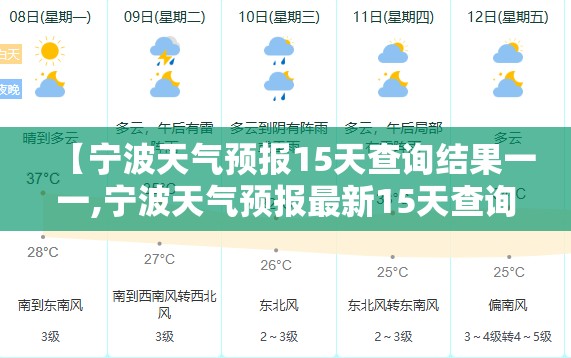 【宁波天气预报15天查询结果一一,宁波天气预报最新15天查询结果】