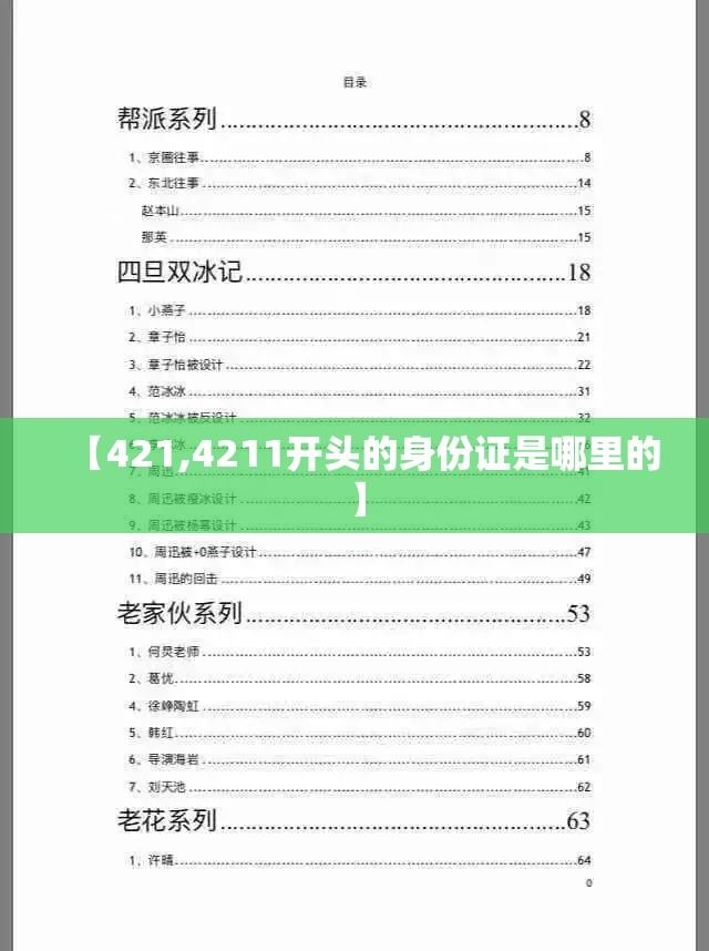 【421,4211开头的身份证是哪里的】