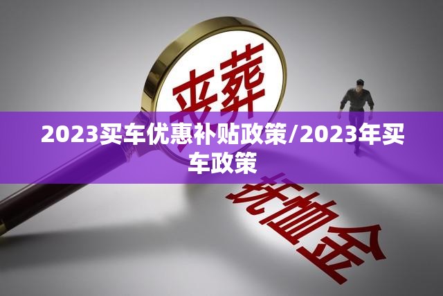 2023买车优惠补贴政策/2023年买车政策