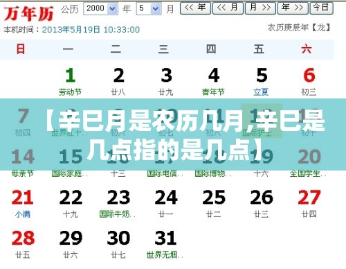 【辛巳月是农历几月,辛巳是几点指的是几点】