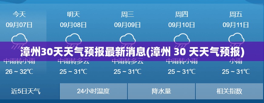 漳州30天天气预报最新消息(漳州 30 天天气预报)
