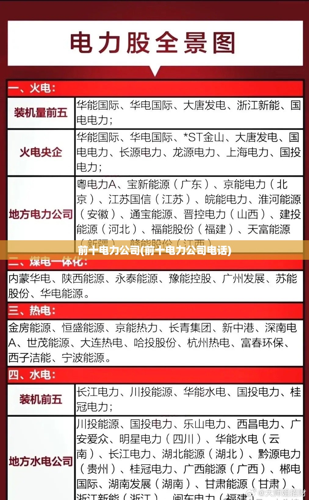 前十电力公司(前十电力公司电话)
